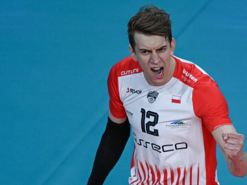 Artur Szalpuk celebrating for Asseco Resovia Rzeszów.