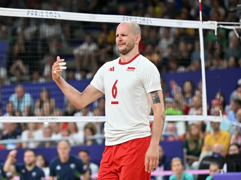 Bartosz Kurek playing for Poland during the Paris 2024 Olympic tournament.