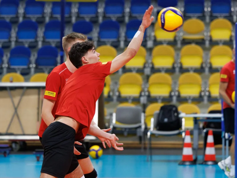 Gorik Lantsoght during a Belgium men's national volleyball team training session.