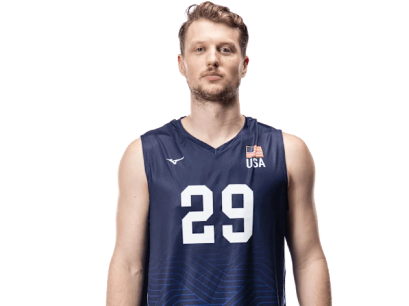 Jordan Ewert in the United States men's national volleyball team uniform.