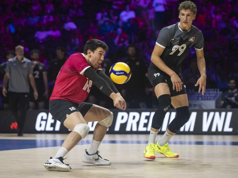 Justin Lui making a defensive play for Canada