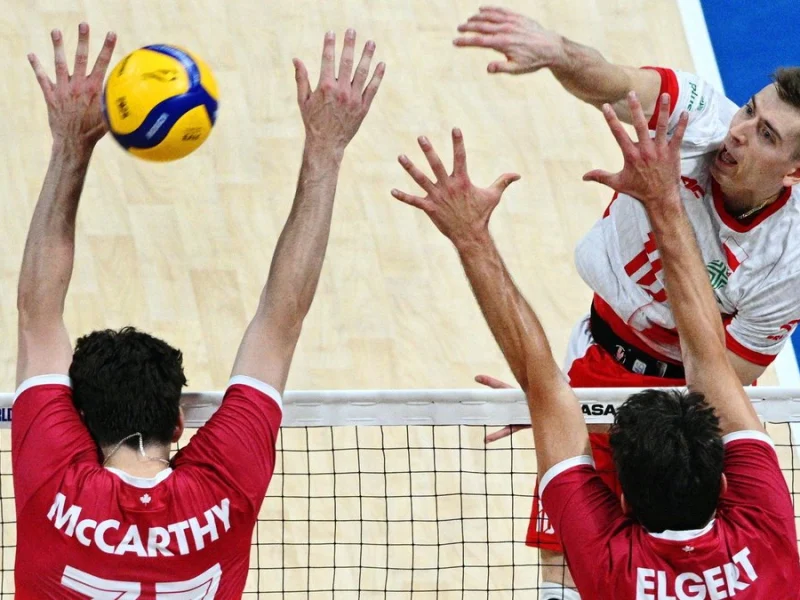 Max Elgert blocking at the net for Canada during international competition