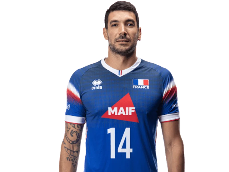 Nicolas Le Goff in France national team volleyball kit.