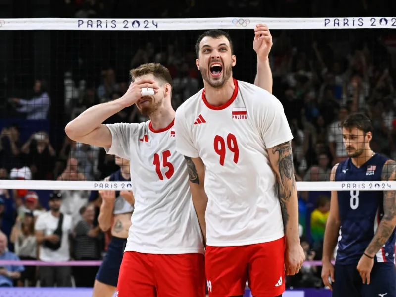 Norbert Huber celebrating for Poland at the Paris 2024 Olympics.