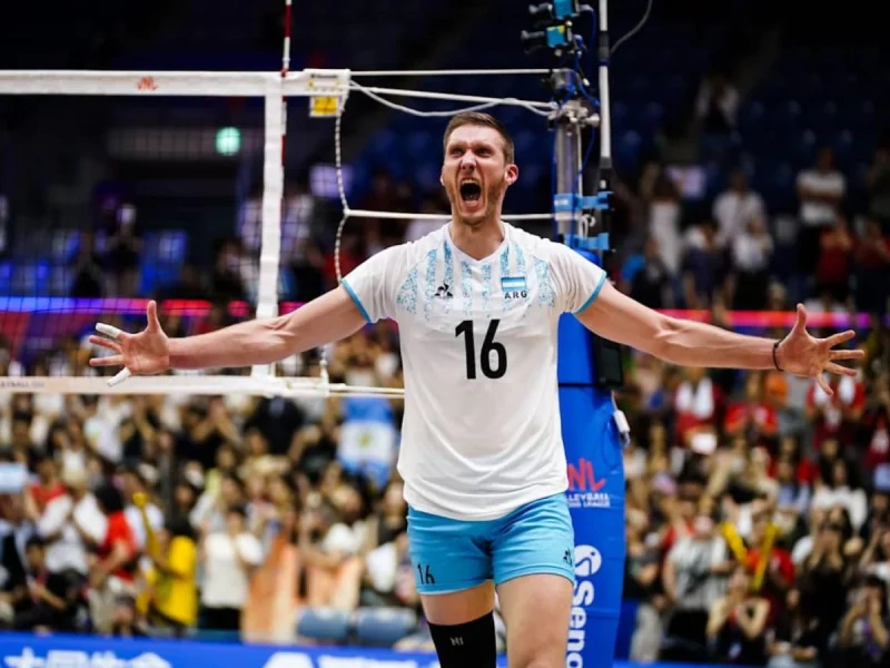 Pablo Kukartsev celebrating for Argentina during the 2026 Volleyball Nations League.