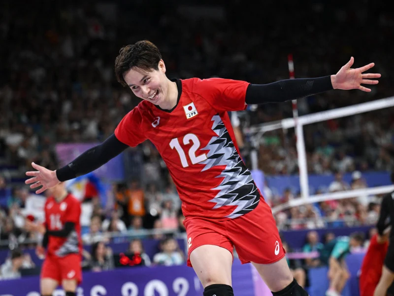 Ran Takahashi celebrating for Japan at the Paris 2024 Olympic Games