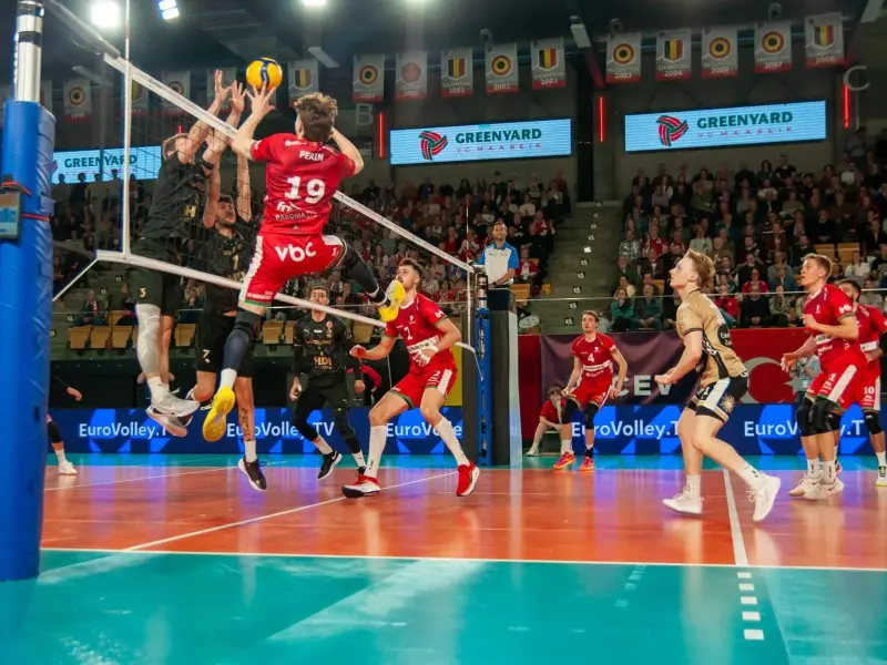 Samuel Fafchamps and Greenyard Maaseik during CEV Cup competition.