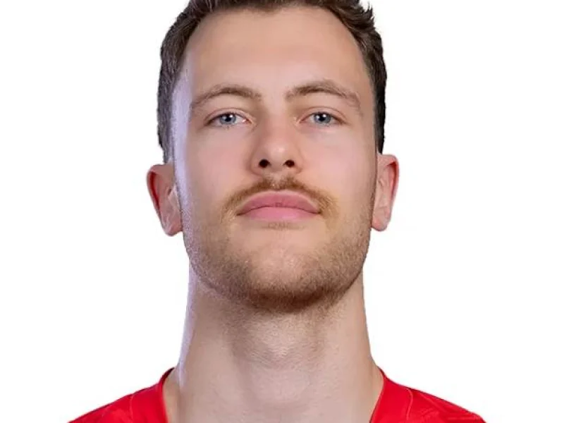 Seppe Van Hoyweghen in Belgium national team kit for the 2026 VNL.