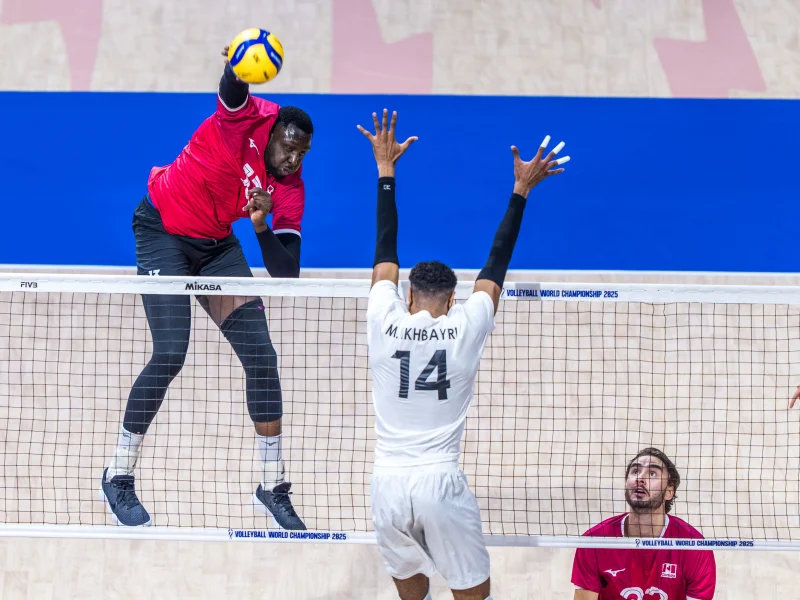Sharone Vernon-Evans attacking for Canada at the 2025 Volleyball World Championship