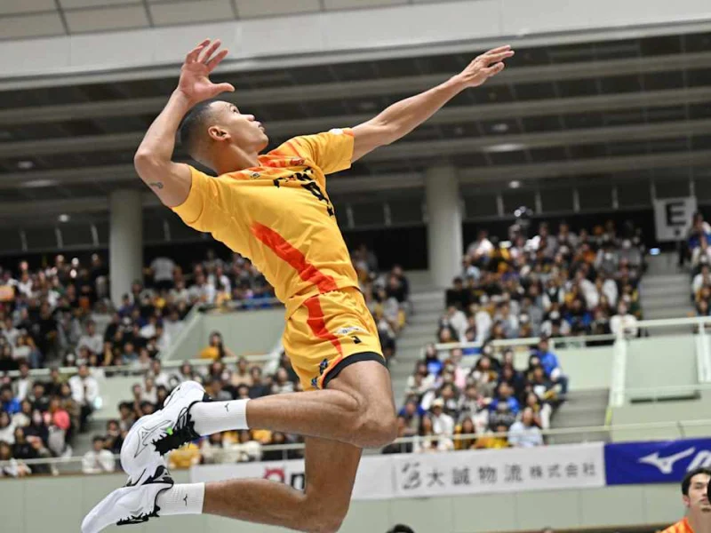 Stephen Boyer attacking for JTEKT Stings Aichi in Japan