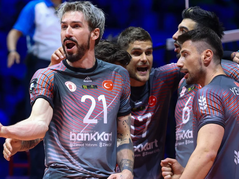 Tomasz Fornal celebrating for Ziraat Bankkart at the 2026 CEV Champions League Final Four.