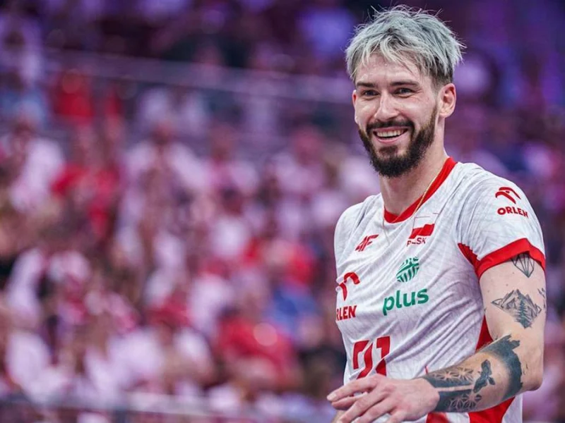 Tomasz Fornal with Poland during the 2025 Men's World Championship.