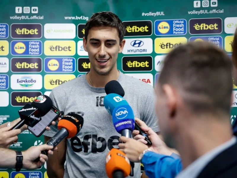 Venislav Antov speaking with media while representing Bulgaria