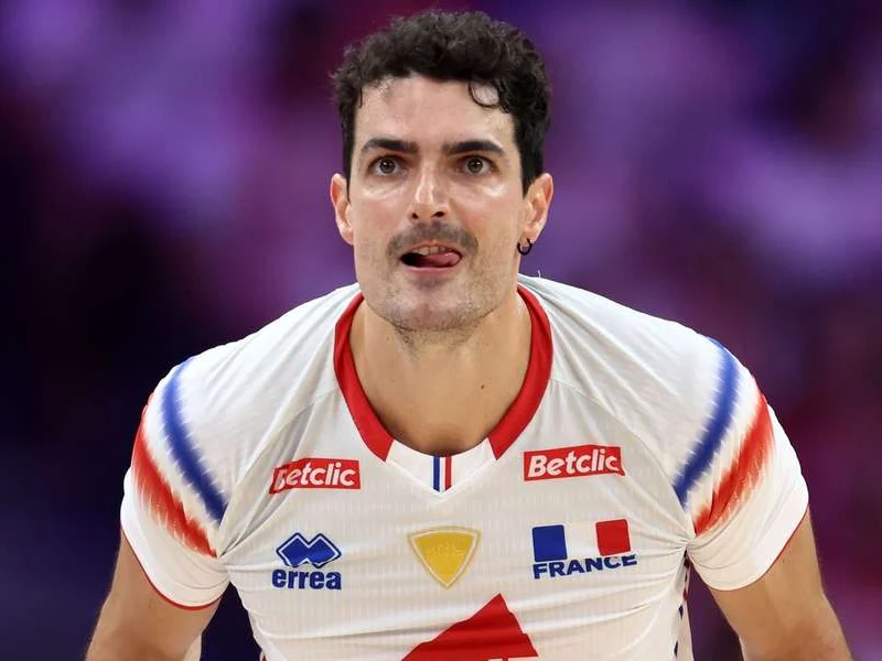 Yacine Louati in France national team volleyball colors.